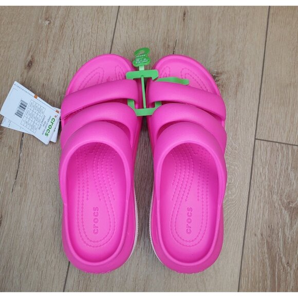 Crocs Mega Crush Triple Strap Platform Sandals Pink White Womens Size 8 New - Picture 2 of 9
